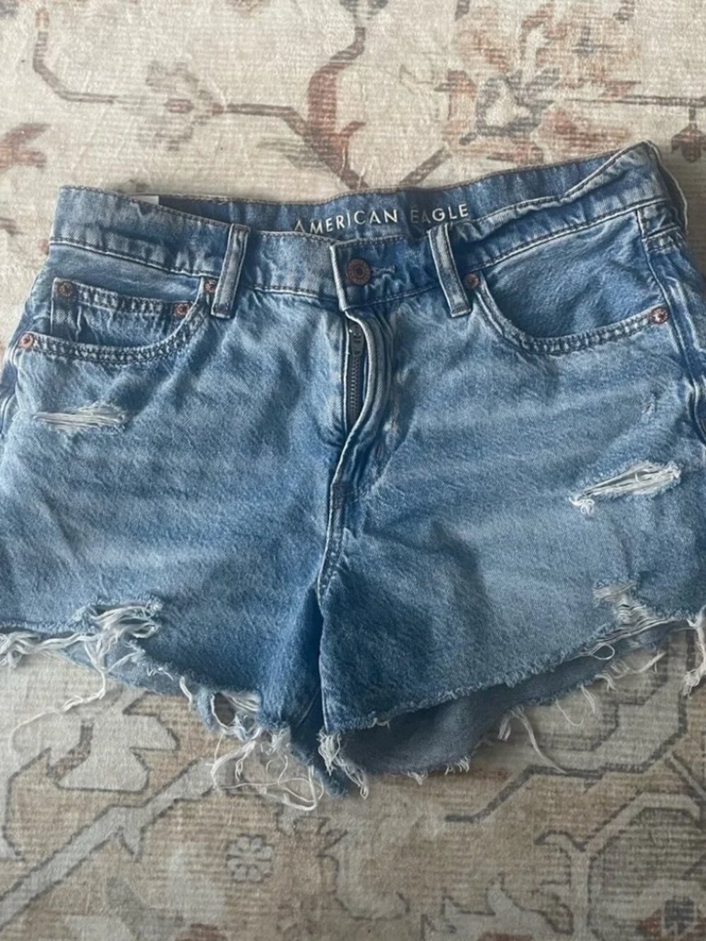 American Eagle Outfitters Distressed Light Blue Jean Shorts